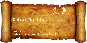 Káhán Matild névjegykártya